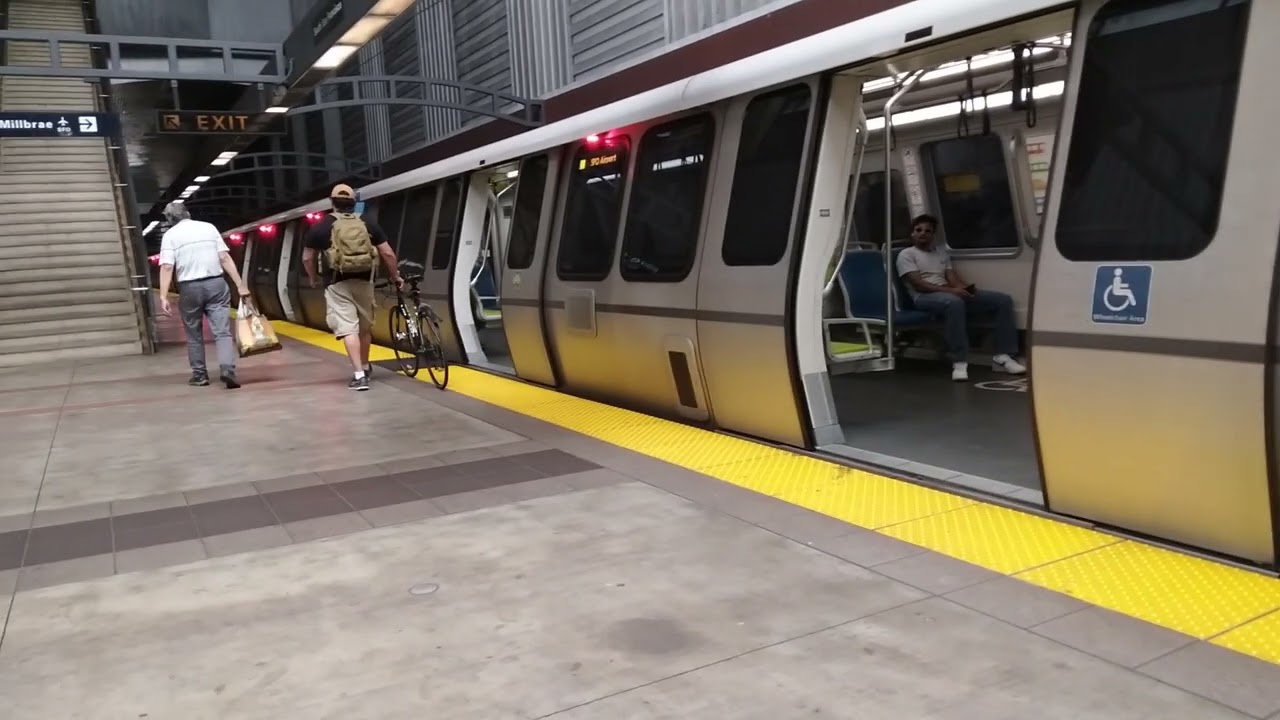 Bart 10 Car Fleet Of The Future Sfo Airport Train On The Yellow Line At South San Francisco Station