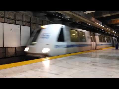 BART 10-Car FOTF Yellow Line Train to SFO Airport, 10-Car Legacy Fleet Red Line Train to Richmond 2 Bart 10 Car Fotf Yellow Line Train To Sfo Airport, 10 Car Legacy Fleet Red Line Train To Richmond