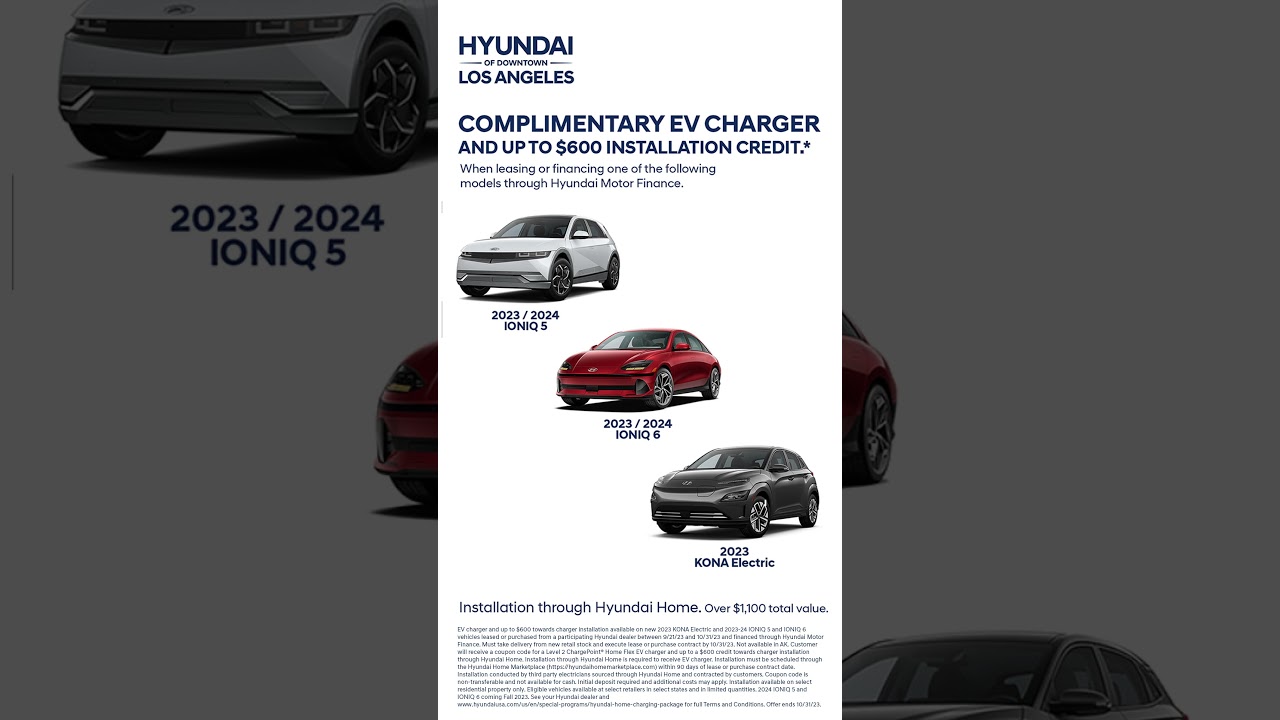 Complimentary Ev Charger And Installation Credit From Hyundai Of Downtown Los Angeles!