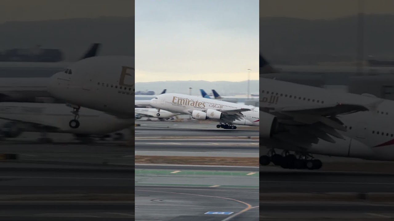 Emirates Airbus A380 800 From San Francisco (sfo) To Dubai (dxb) #shorts #shortsvideo #aviation #sfo