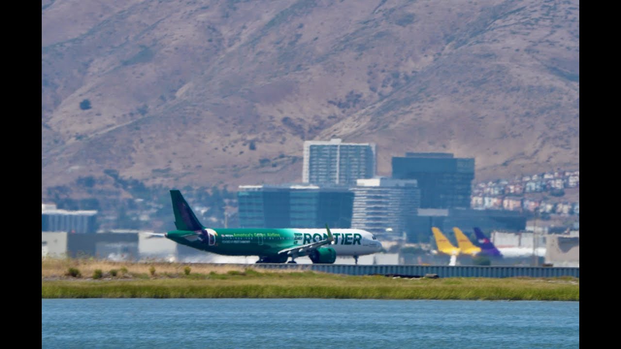 Frontier Departure To Denver From San Francisco Airport Heading East Over Sf Bay