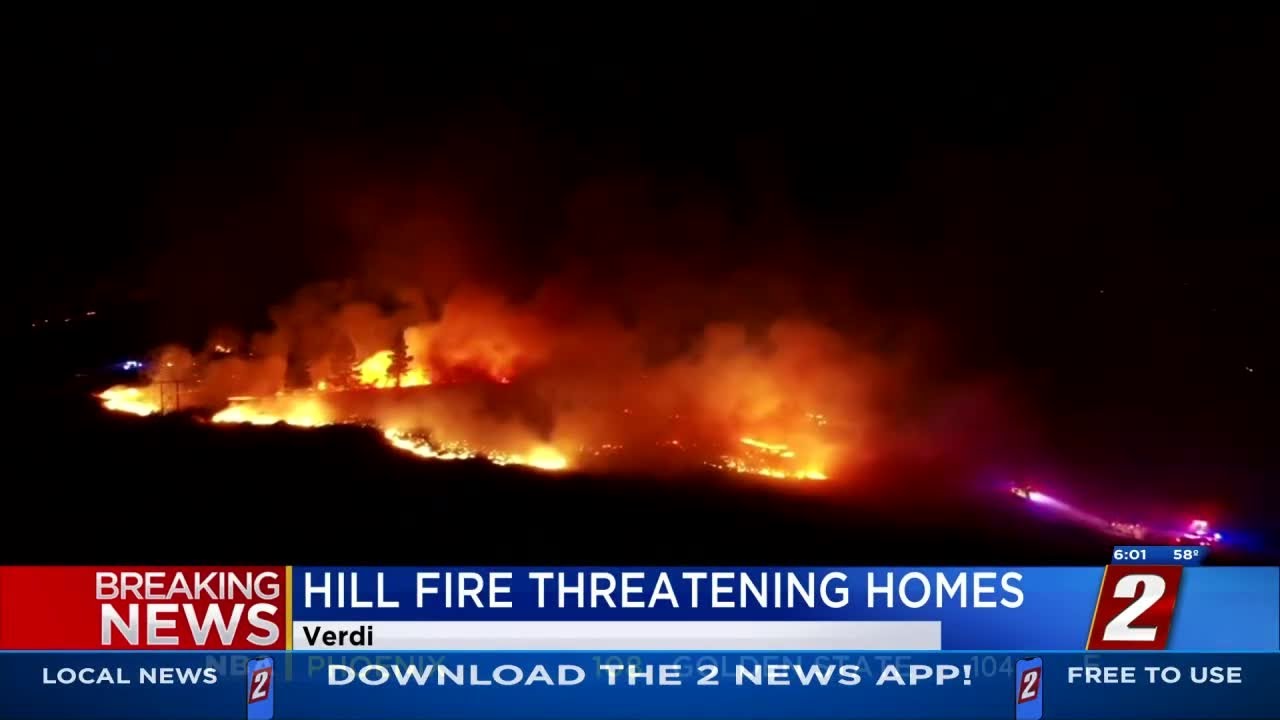 Hill Fire Threatens Homes Near Verdi