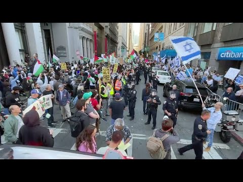 Hundreds On Both Sides Of The Israeli Palestinian Conflict Face Off In S.f.