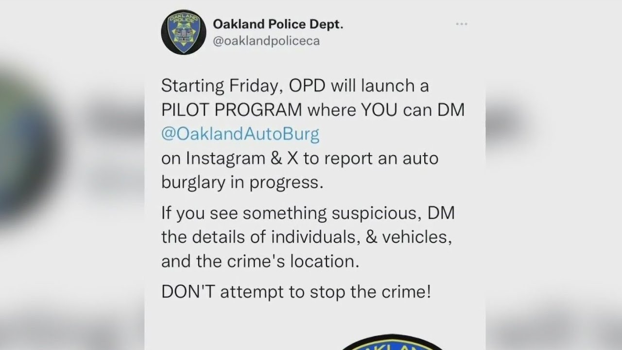 Oakland Police Rolls Out Auto Burglary Social Media Accounts