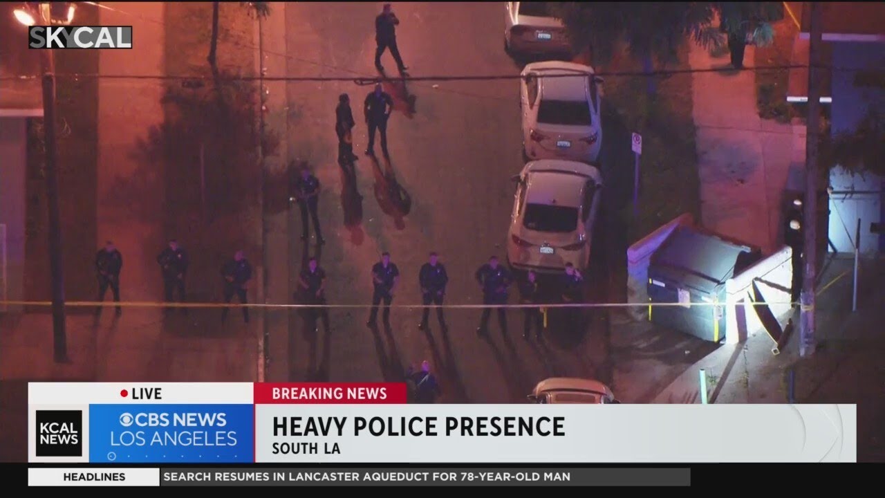 Police Set Up Skirmish Line After Shooting In South Los Angeles