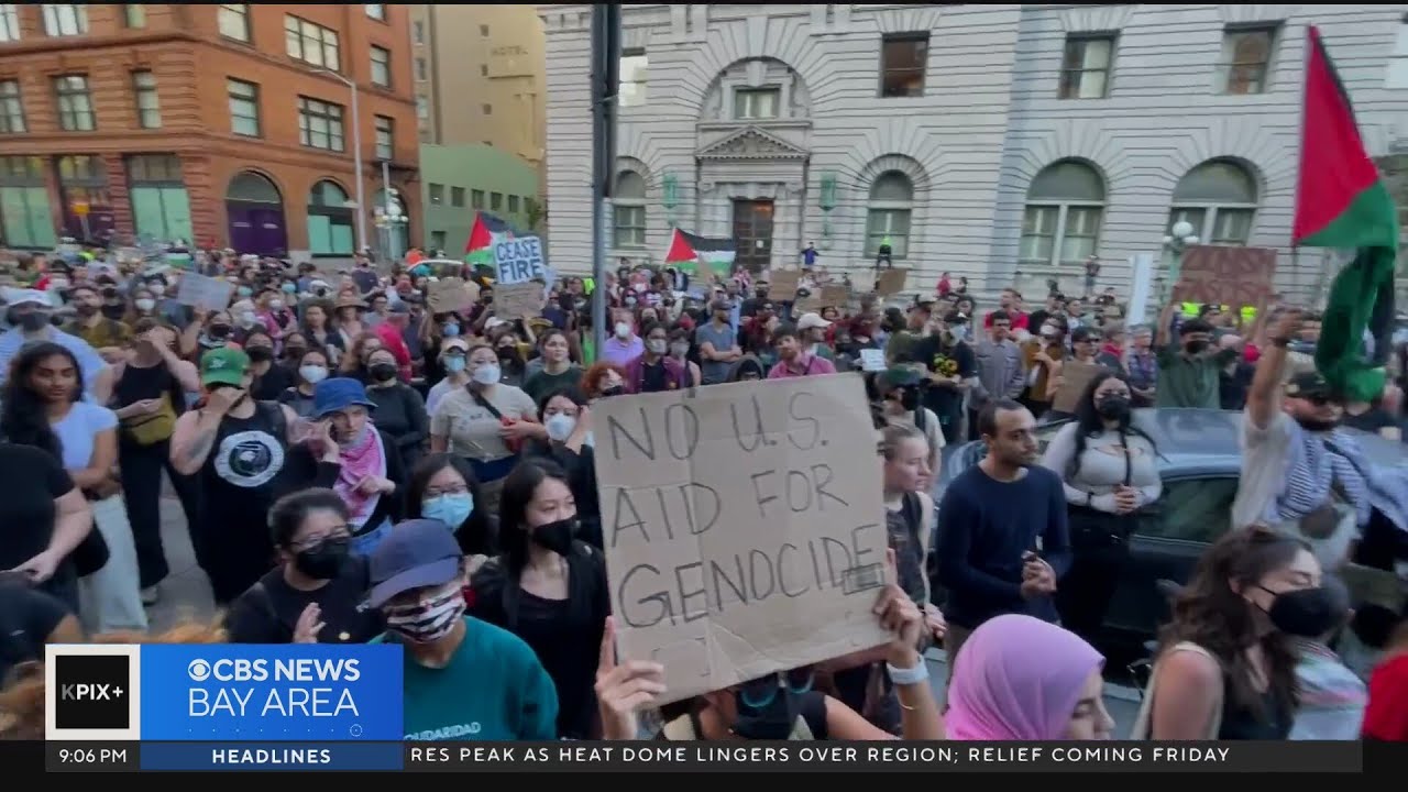 Protesters Calling For Cease Fire In Israel Hamas Conflict Gather At Rep. Pelosi’s Sf Office