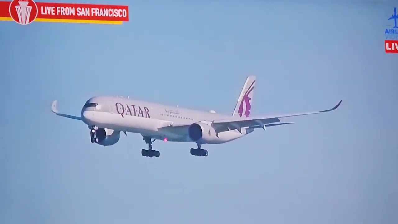 QATAR AIRWAYS FLIGHT 737 HEAVY FROM DOH AIRPORT TO SFO AIRPORT A-350-1000 LANDING ON RUNWAY 28R 1 Qatar Airways Flight 737 Heavy From Doh Airport To Sfo Airport A 350 1000 Landing On Runway 28r