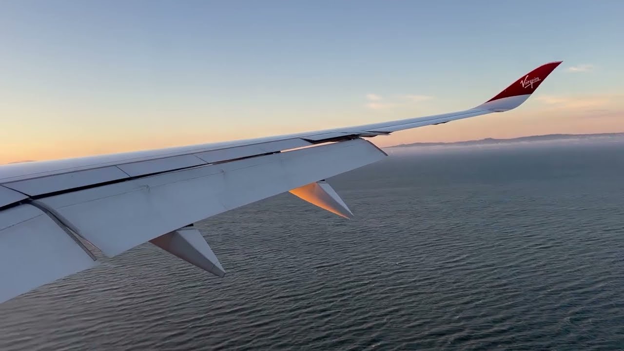 Virgin Atlantic Airbus A350 1000 Beautiful Sunset Landing Into San Francisco