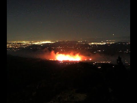 Highland Fire Flaring Up! – Riverside County, California – Santa Ana Winds!