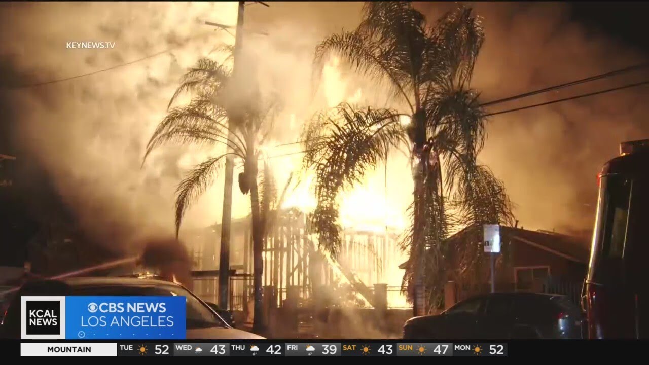 Massive Fire Destroys 5 Homes In South Los Angeles, 2 People In Critical Condition