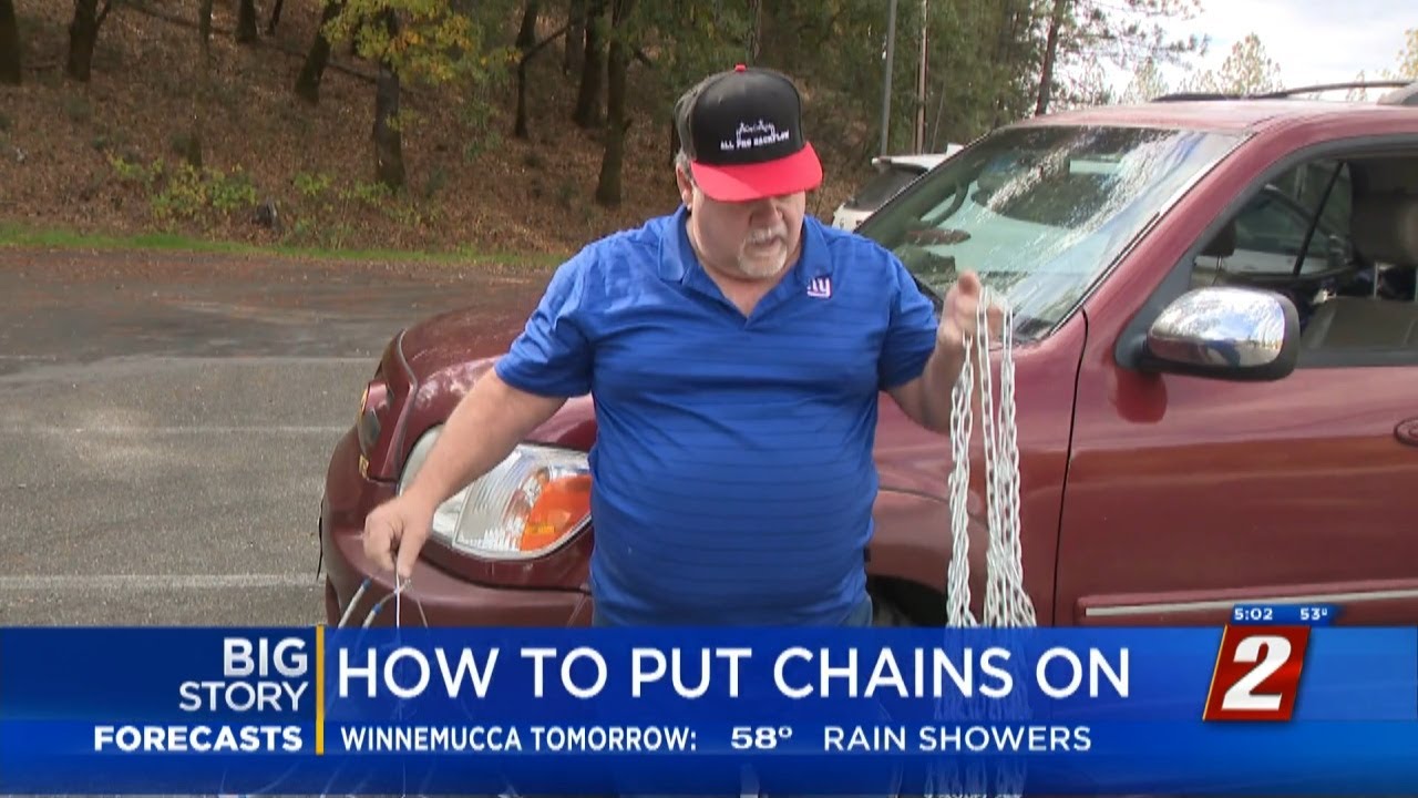 Putting On Chains For Snowy Roads