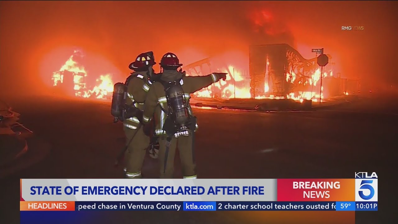 State Of Emergency Declared After Fire Shuts Down 10 Freeway In Los Angeles