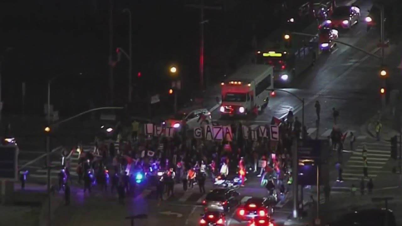 Ceasefire Protest Blocks Traffic Near Lax