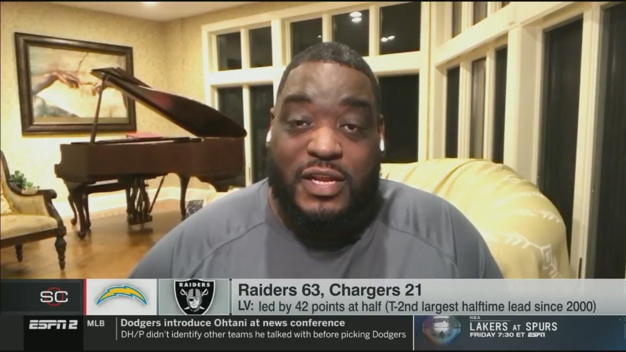 "Give AP that job" - Damien Woody on Raiders set franchise scoring record, beat Chargers 63-21 1 “give Ap That Job” – Damien Woody On Raiders Set Franchise Scoring Record, Beat Chargers 63 21