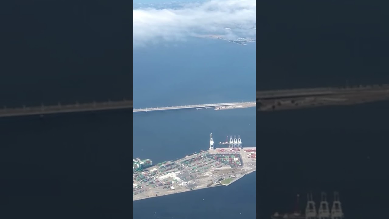 Port Of Oakland And Oakland Bay Bridge On Approach