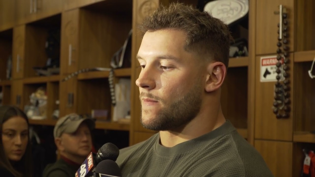 San Francisco 49ers De Nick Bosa Reacts To The 33 19 Loss To The Baltimore Ravens On Monday Night