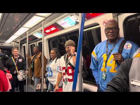 bongo playing 49ers fan on train