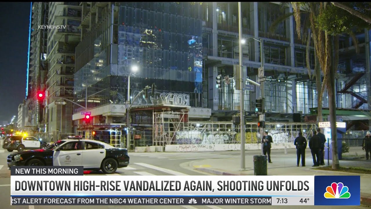 downtown la high rise vandalize