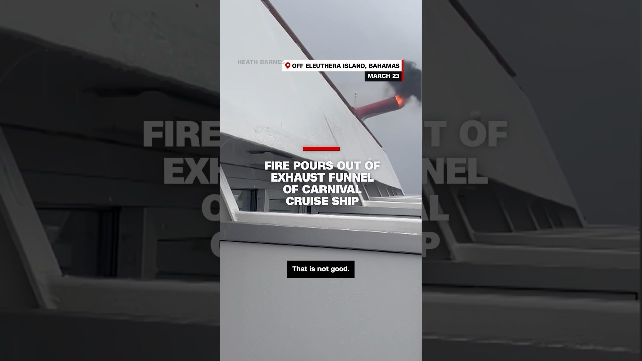 fire pours out of exhaust funnel
