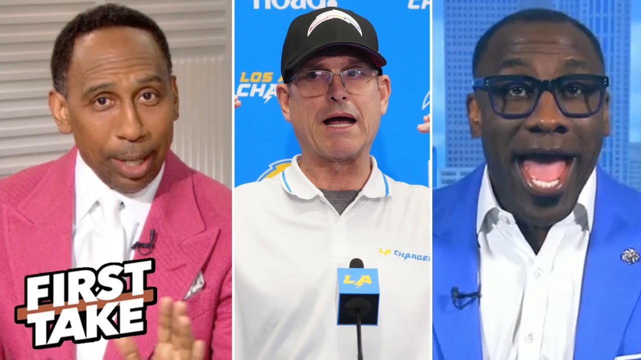 first take jim harbaugh chargers