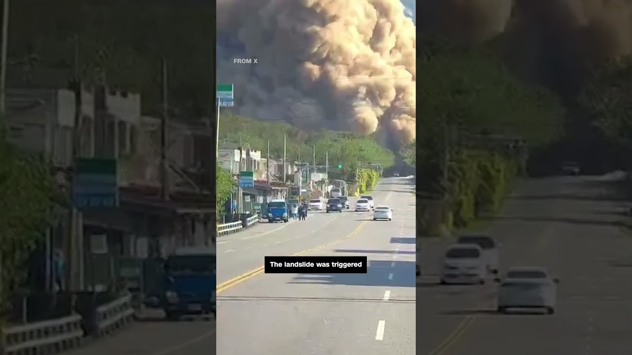 landslide hits road after taiwan