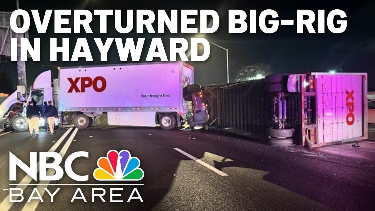 Overturned big-rig shuts down southbound I-880 in Hayward 2 overturned big rig shuts down so