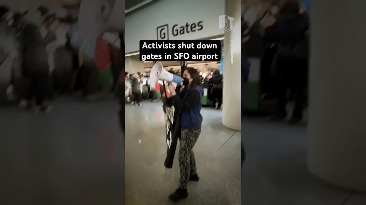 Protest shutdown the gate of SFO airport Pro-Palestine gathering against Israel 2 protest shutdown the gate of sfo