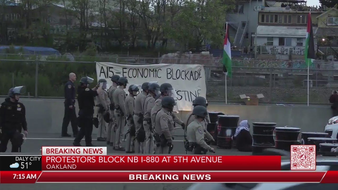 protesters block i 880 at 5th av