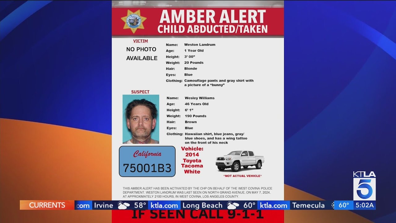 Amber Alert: Man sought in abduction of 1-year-old in Los Angeles County 2 amber alert man sought in abduct