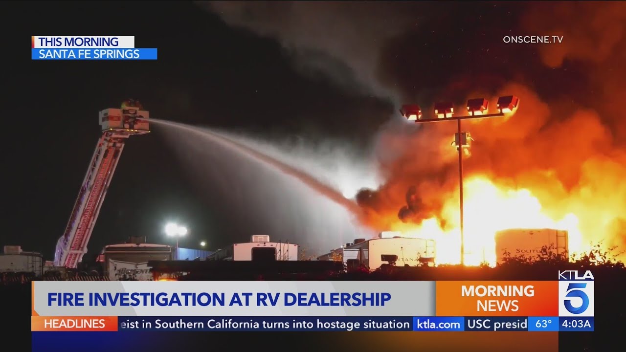 Massive fire burns multiple RVs at Los Angeles Co. dealership 2 massive fire burns multiple rvs