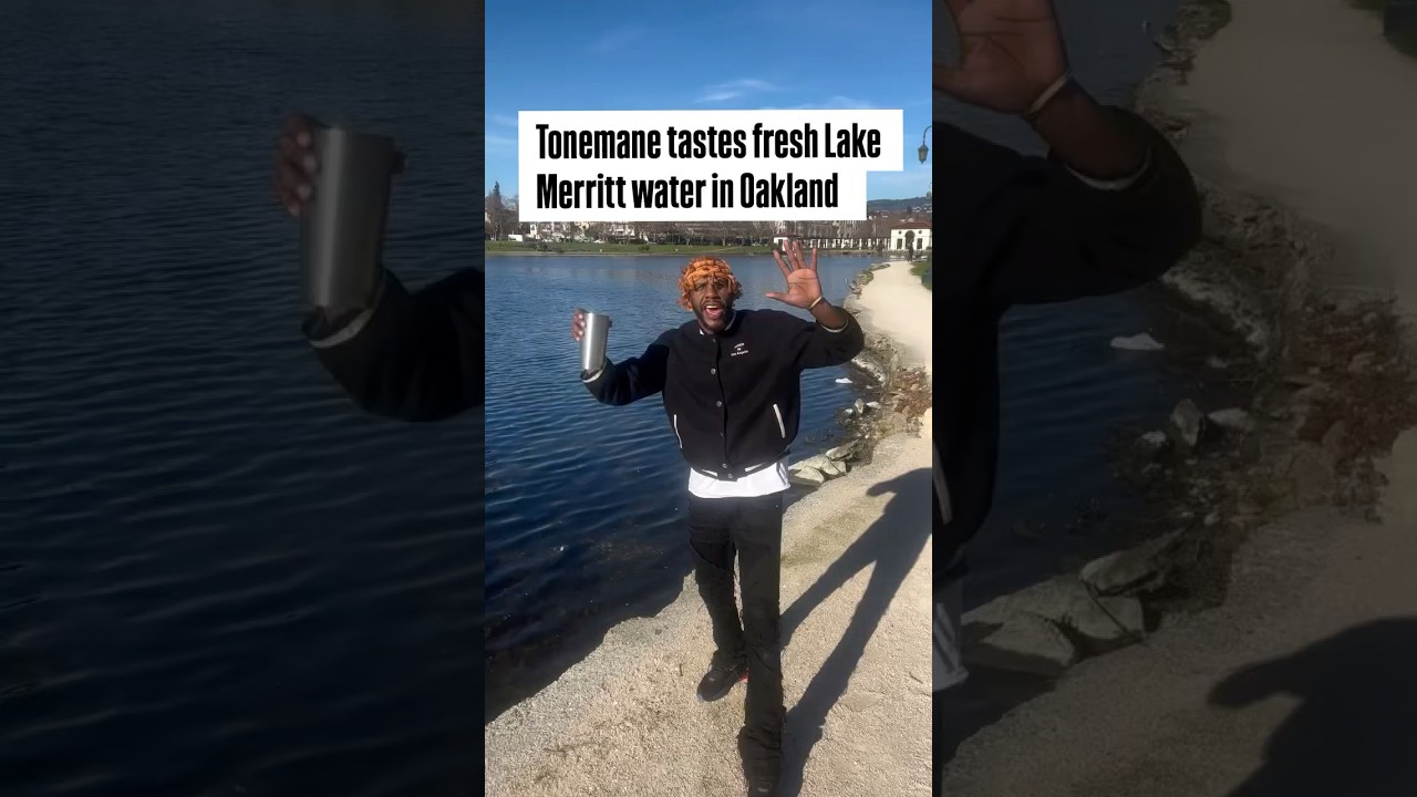 Tonemane tastes fresh Lake Merritt water in Oakland #tonemane #t1visuals #oakland #lakemerritt 2 tonemane tastes fresh lake merri 1