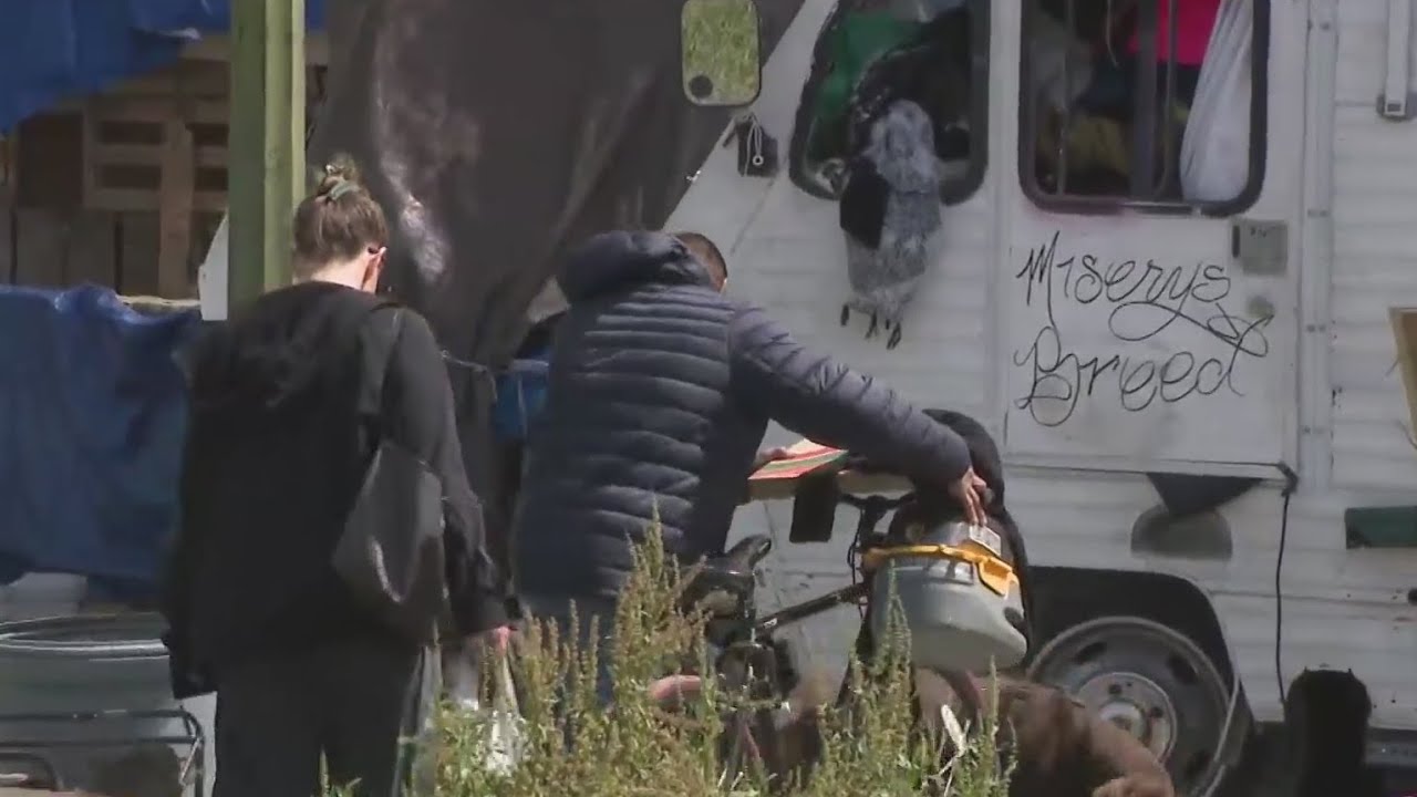 People in San Jose rally against Governor Newsom's call to clear homeless encampments 2 people in san jose rally against