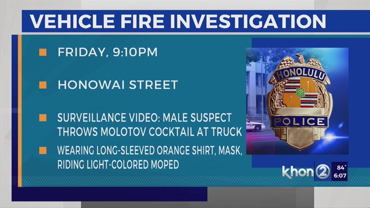 Masked man throws Molotov cocktail at truck 1 masked man throws molotov cockta