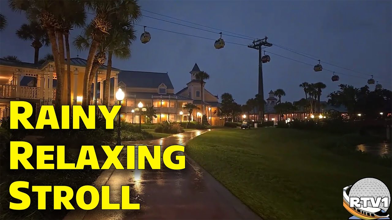 Relaxing Rainy Night Stroll at Disney's Caribbean Beach Resort 2 relaxing rainy night stroll at d