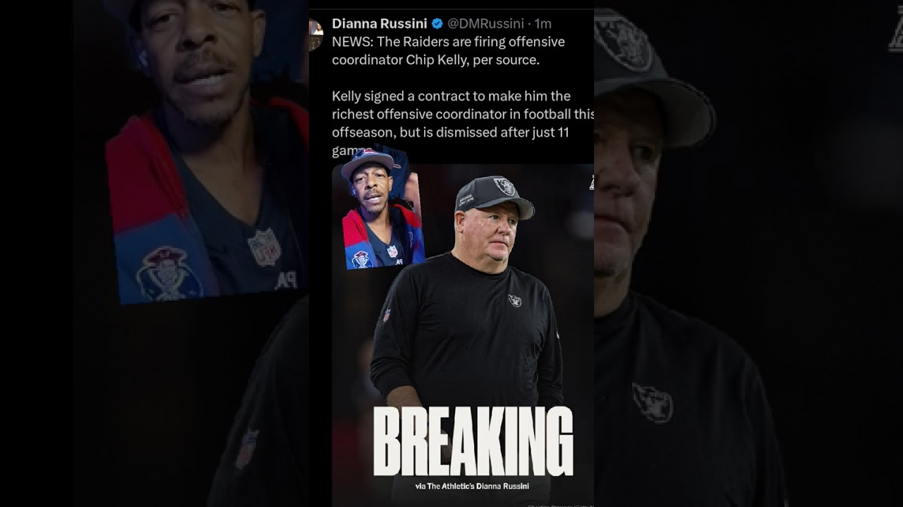 Clutch Sports Media 365 Breaking News Las Vegas Raiders fire OC Chip Kelly. Stay Tuned Stay Clutch 1 clutch sports media 365 breaking