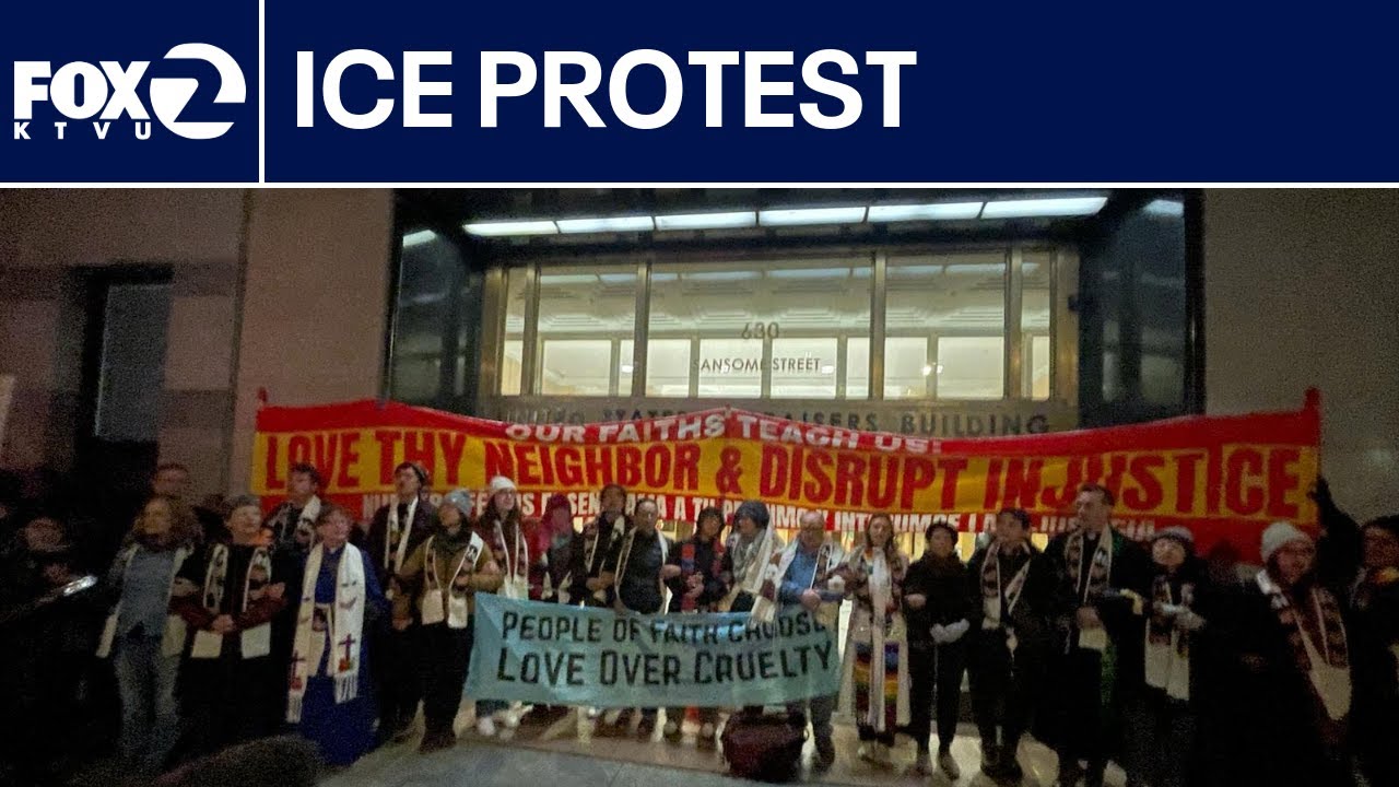 live protest at ice building at