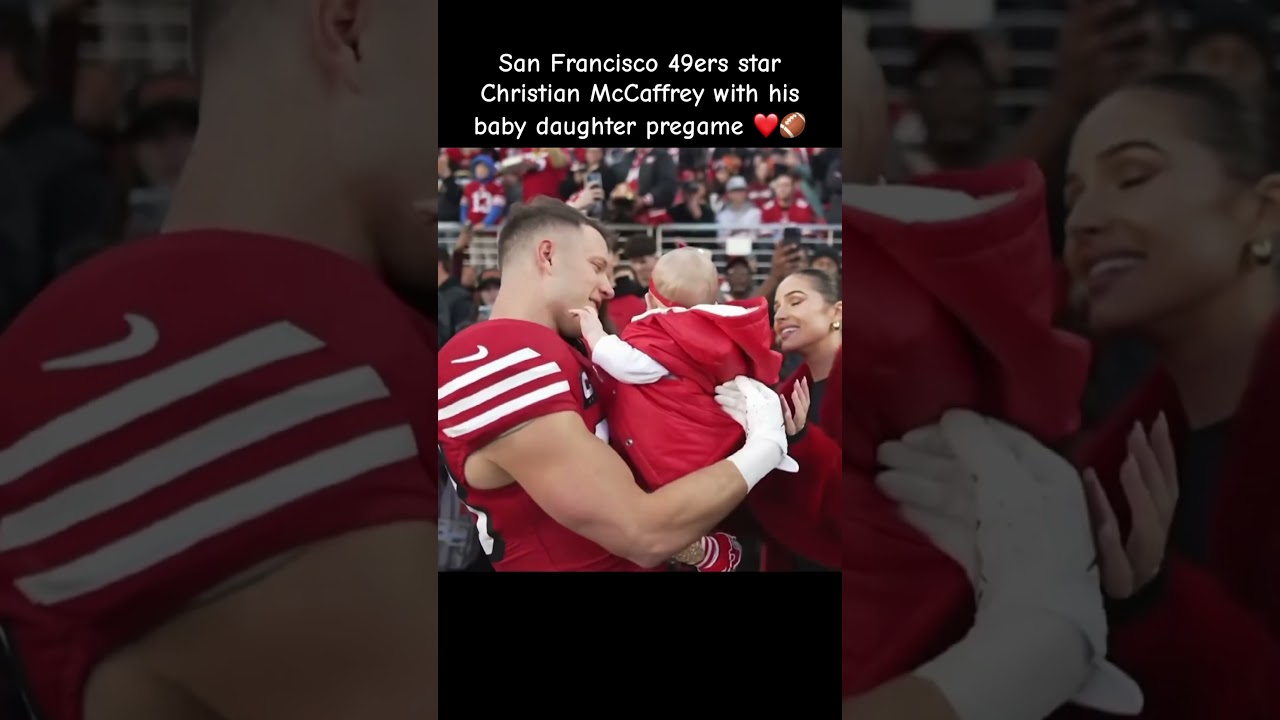 San Francisco 49ers star Christian McCaffrey with his baby daughter pregame #nfl #football #news 2 san francisco 49ers star christi