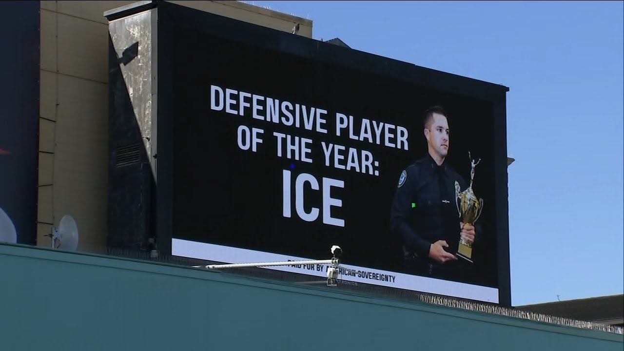 Pro-ICE billboard pops up in San Francisco ahead of big game 2 pro ice billboard pops up in san