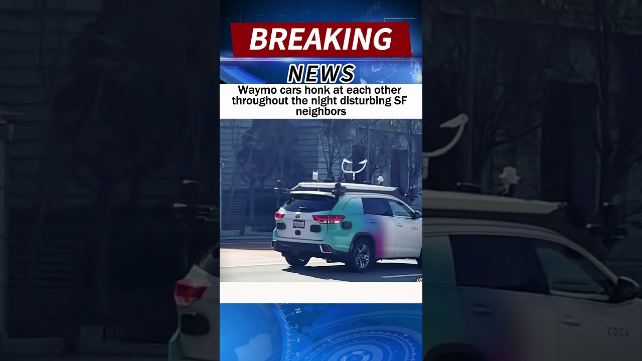 Waymo cars honk at each other throughout the night disturbing SF neighbors #news#shorts 2 waymo cars honk at each other th