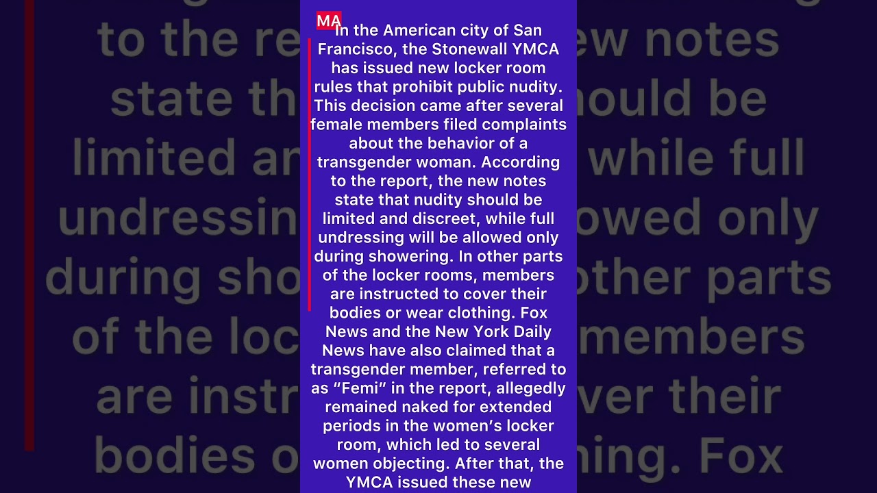In the American city of San Francisco, the Stonewall YMCA has issued new locker room 2 in the american city of san fran
