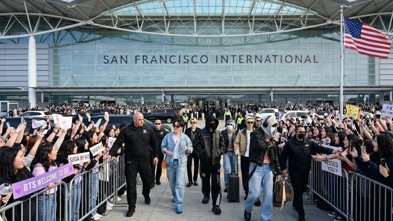 Shocking Arrival! Jungkook & BTS Land in San Francisco — American Fans Go Wild at the Airport 2 shocking arrival jungkook bts la