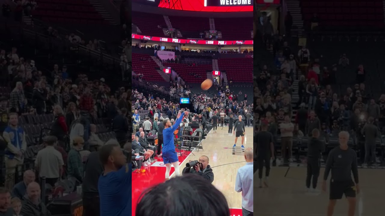 Stephen Curry warm up drill in Portland. Golden states warriors VS Portland trailblazers. 10/24/2025 2 stephen curry warm up drill in p