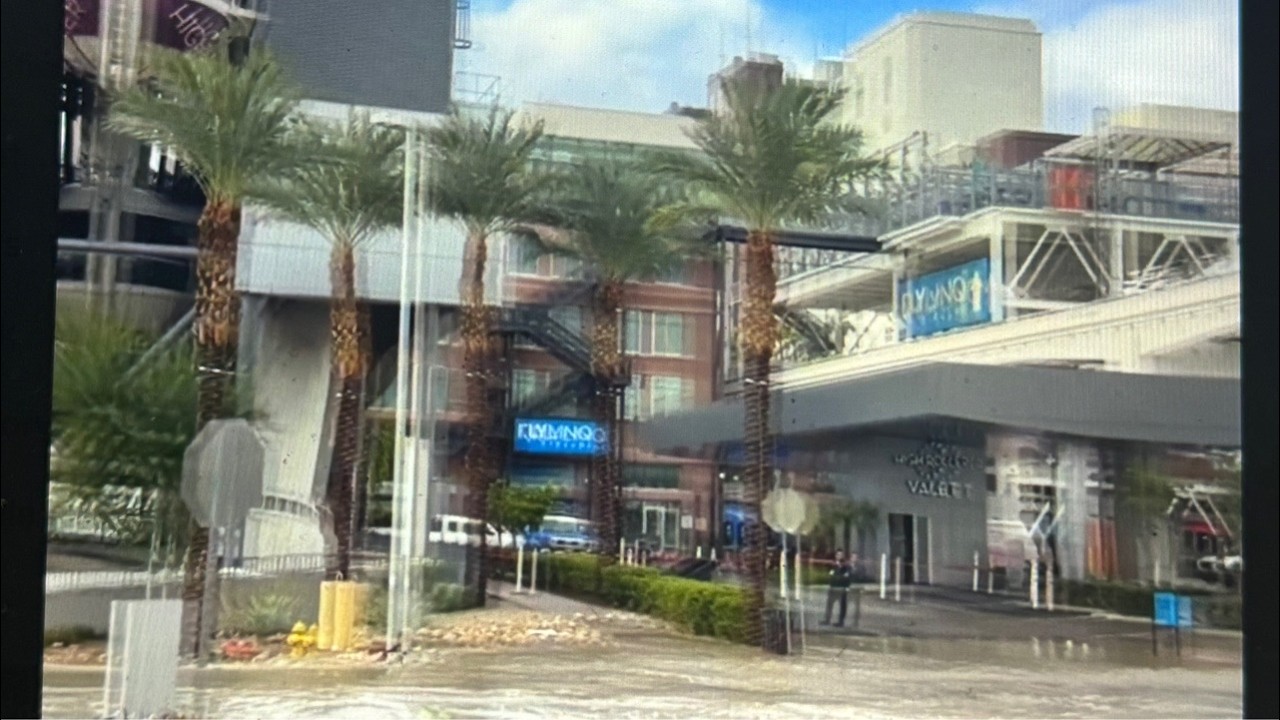 las vegas flooding video by jedi rich focuses on the linq after hurricane rachel